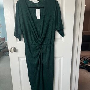 Dark green knot dress
